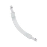 Curved white connector cable with metal ends for track lighting systems, lighting accessory
