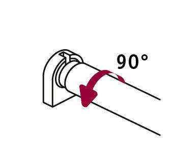 Afbeelding toont het 90 graden draaien van een LED-buis voor vervanging in verlichting.