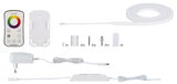 Kit bande LED blanche avec télécommande, alimentation et accessoires de montage pour éclairage flexible