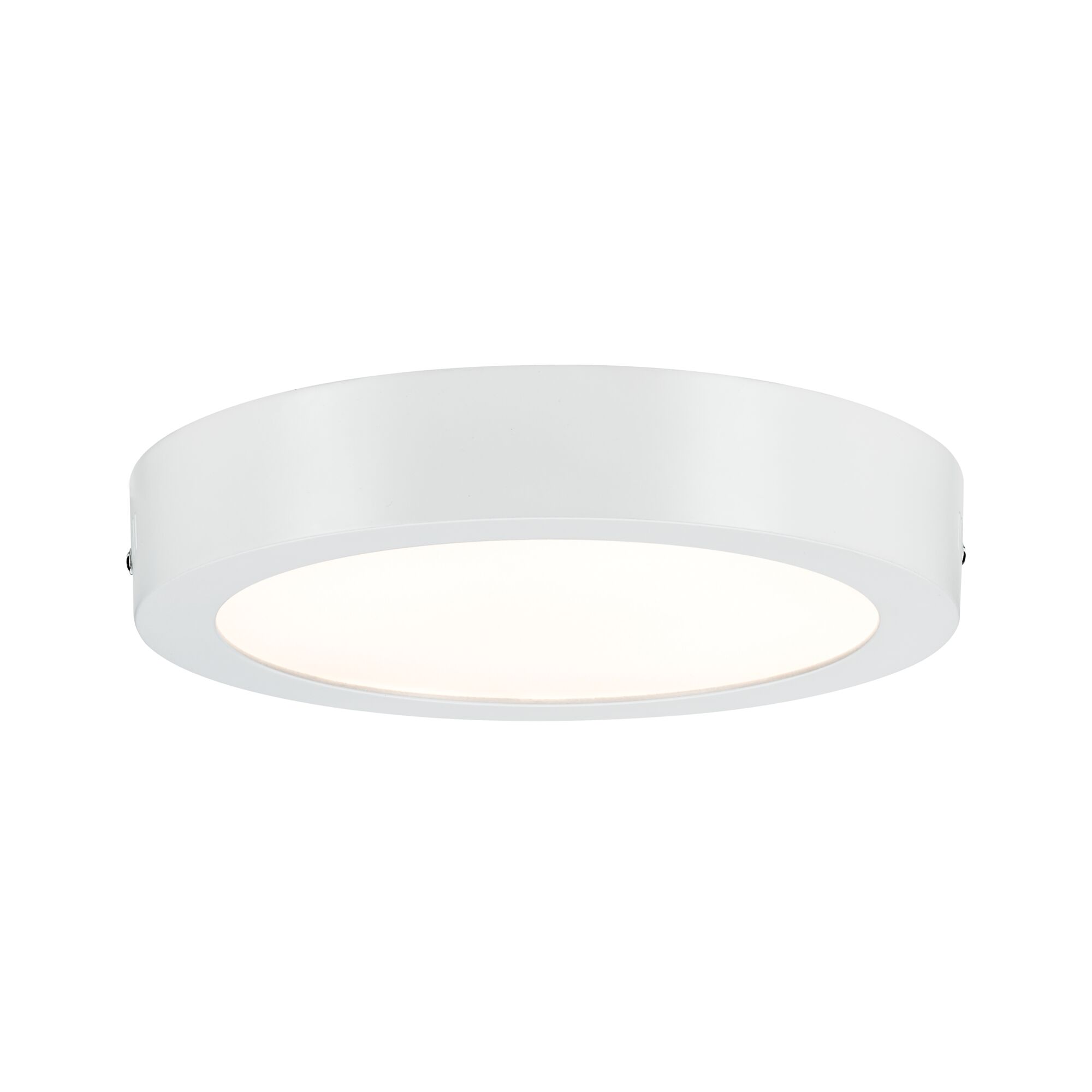 Ronde witte metalen LED-plafondlamp met warm wit licht voor moderne interieurs