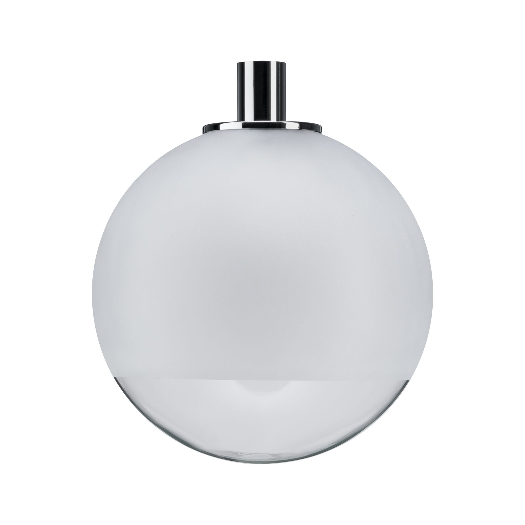 Round glass ceiling light with frosted and clear sections, modern home lighting fixture