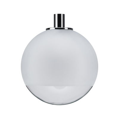 Round glass ceiling light with frosted and clear sections, modern home lighting fixture