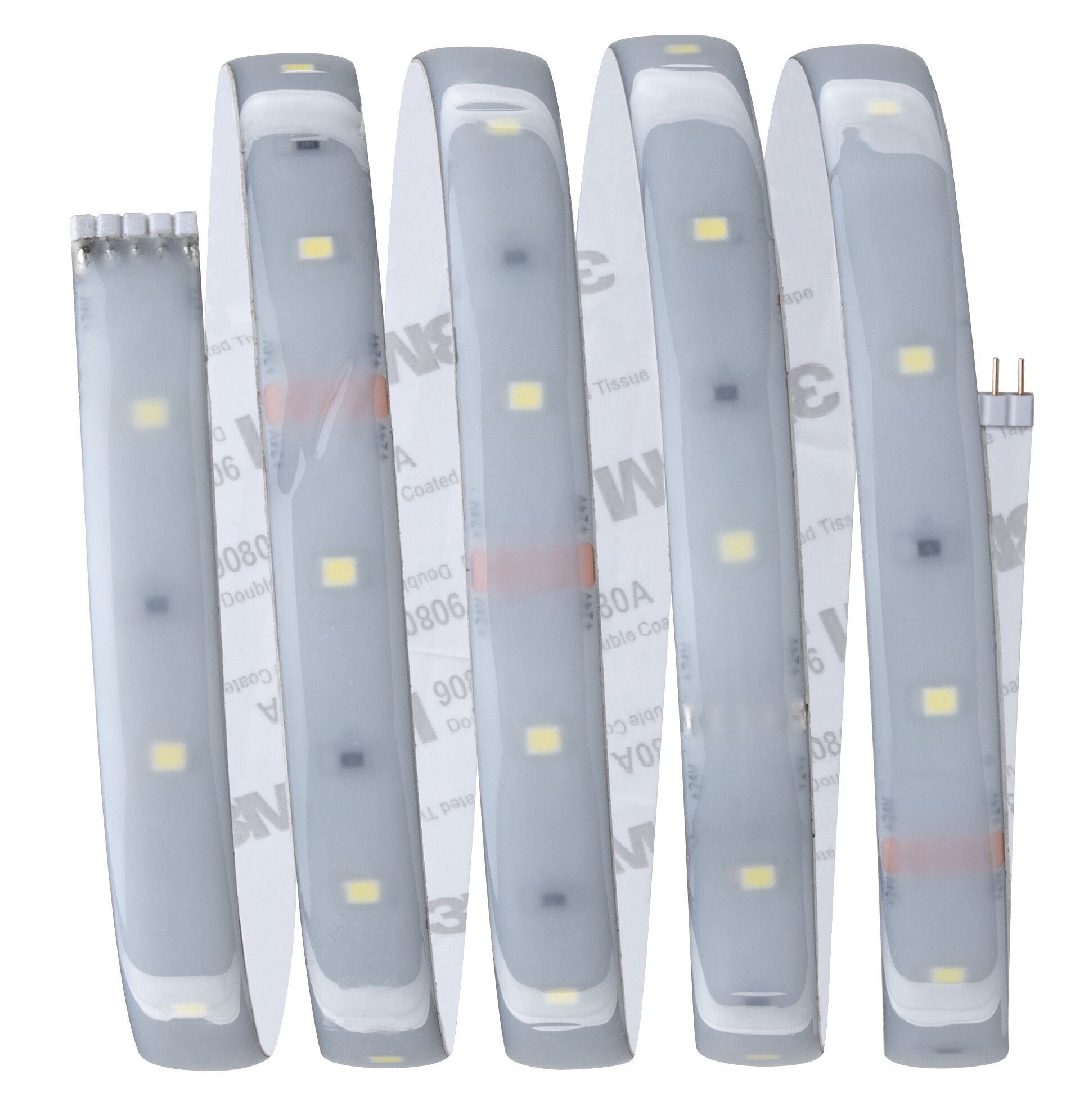 Flexible LED-Lichtleiste mit Schutzschicht in Weiß, energiesparende Beleuchtung für Innenräume.
