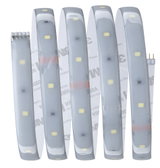 Bande LED flexible blanche avec revêtement protecteur, éclairage intérieur économe en énergie.