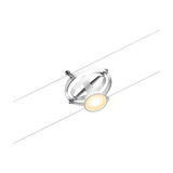 Witte LED-kabelspot met ronde metalen houder voor flexibele verlichtingssystemen