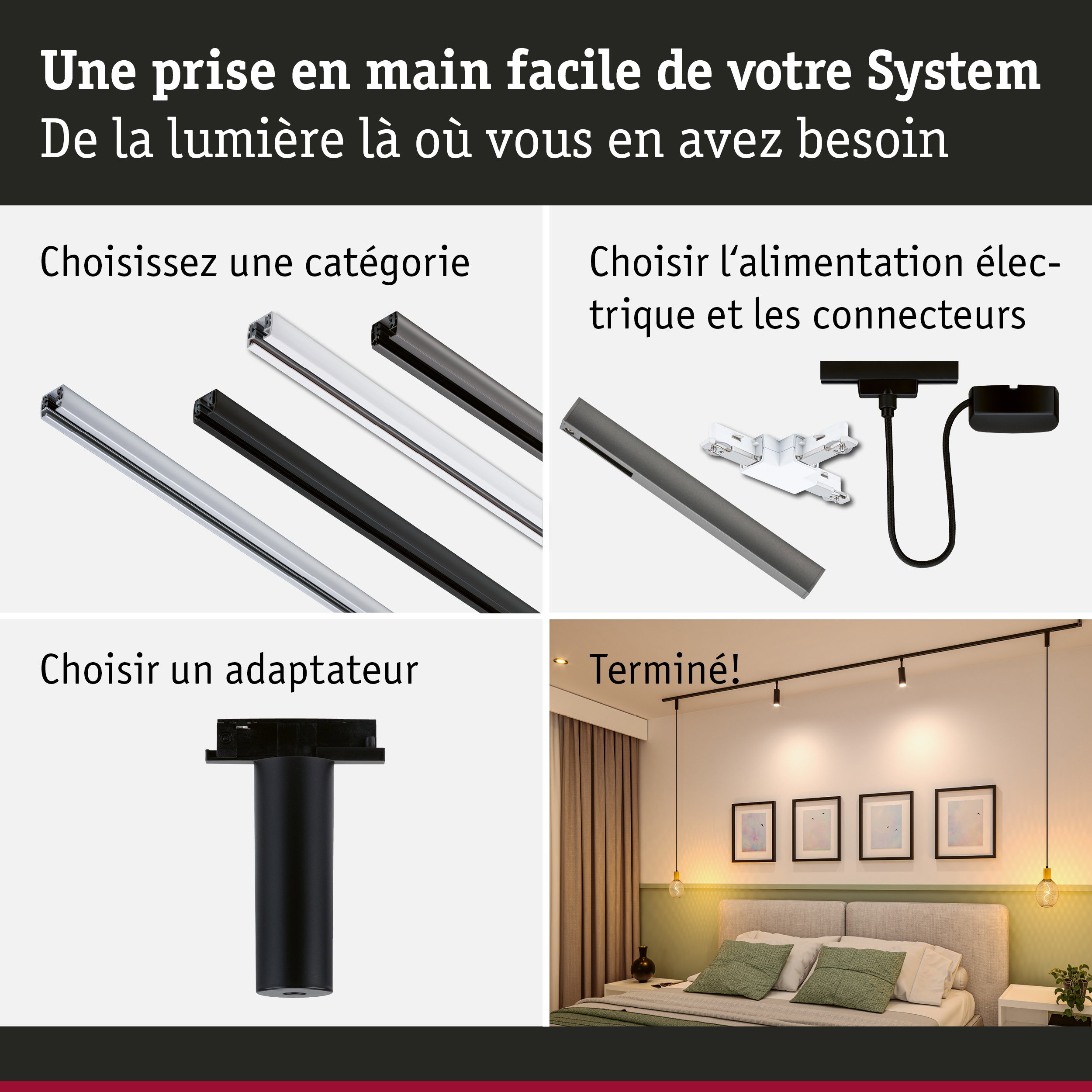 URail Adaptateur de suspension Universal max. 50W 230V Noir mat