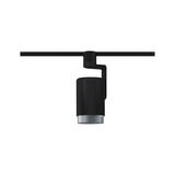 Sort metal LED-spot med sølvkant på skinne til moderne indendørs belysning