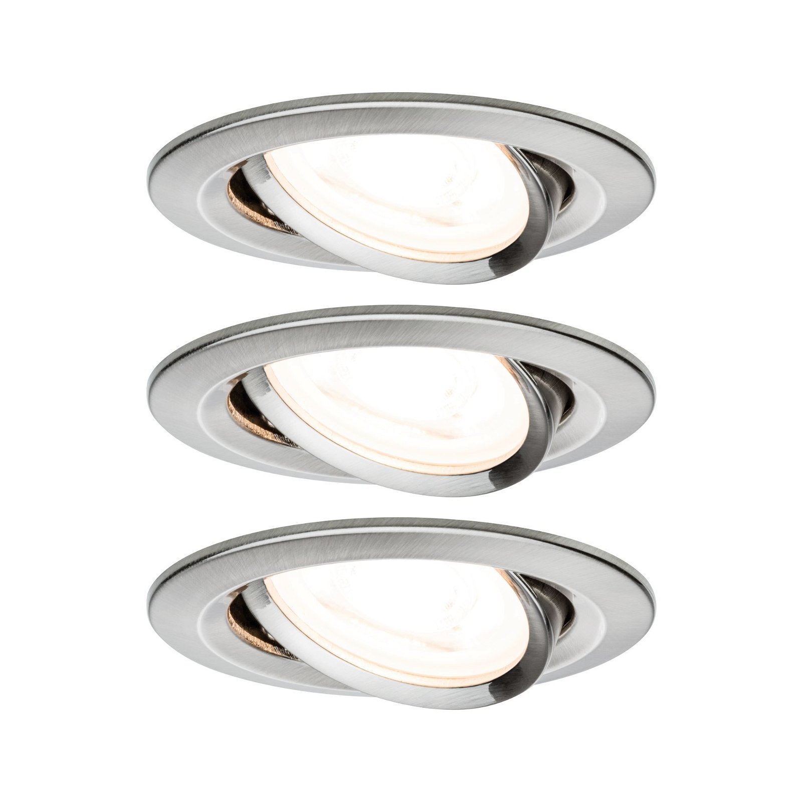 LED Recessed luminaire Nova schwenkbar Basic Set Swivelling round 84mm 50° GU10 3x6,5W 3x460lm 230V 2700K Brushed iron