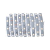 Flexible LED strip light with warm white LEDs and adhesive backing for versatile lighting solutions.