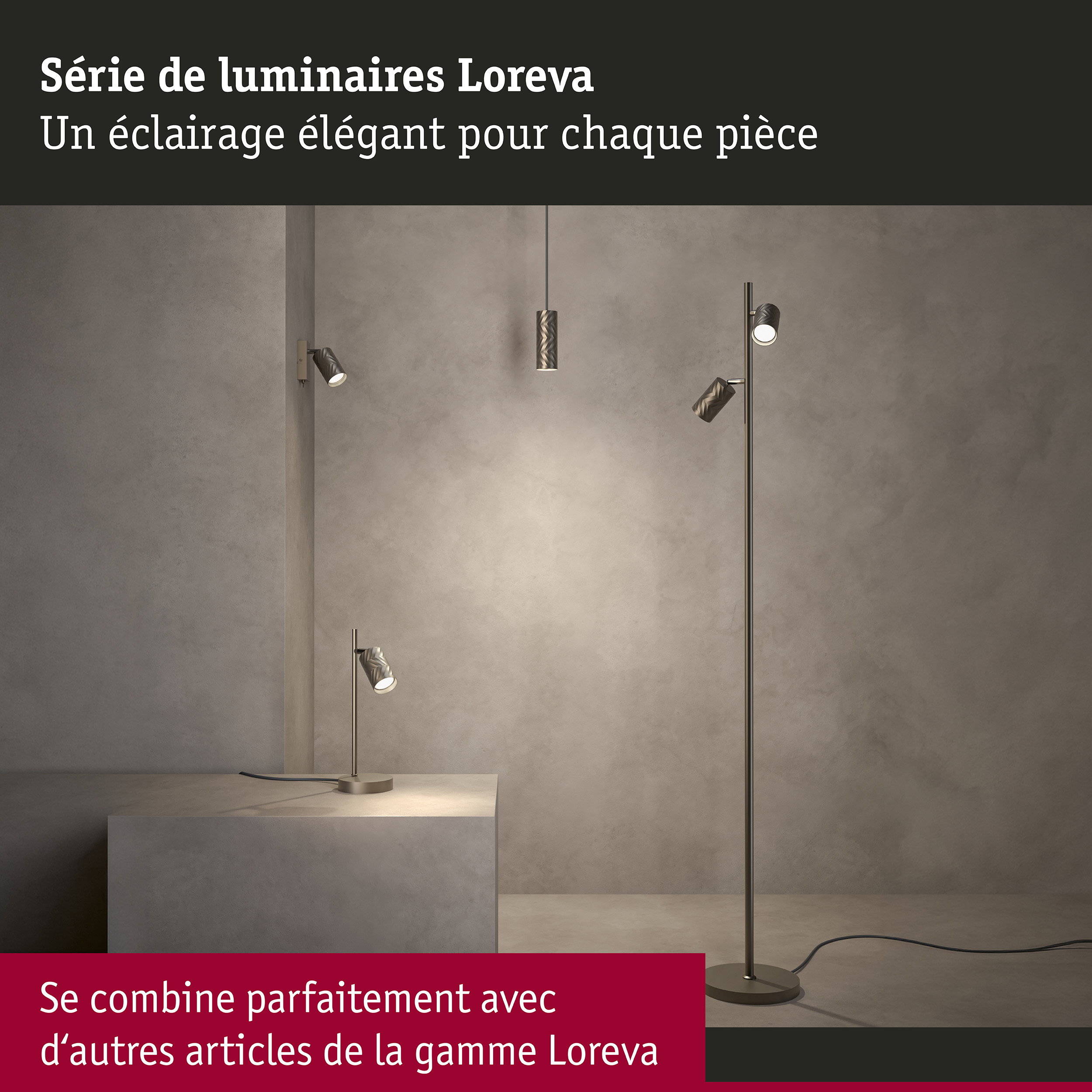 Lampe à poser Loreva GU10 max. 7W Titanium Métal