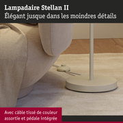 Lampadaire beige Stellan II avec câble textile assorti et pédale intégrée