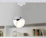 Moderner Deckenstrahler aus Chrom mit rundem, weißem LED-Licht für flexible Raumbeleuchtung