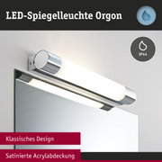 LED-Spiegelleuchte Orgon mit klassischem Design, satinierter Acrylabdeckung und Chrom-Material für Badezimmerbeleuchtung