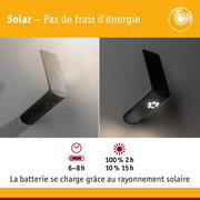 Applique murale solaire noire avec LED et panneau solaire pour éclairage extérieur économique