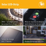 Bande LED solaire IP65 résistante à l'eau, panneau de contrôle, panneau solaire et éclairage extérieur jardin