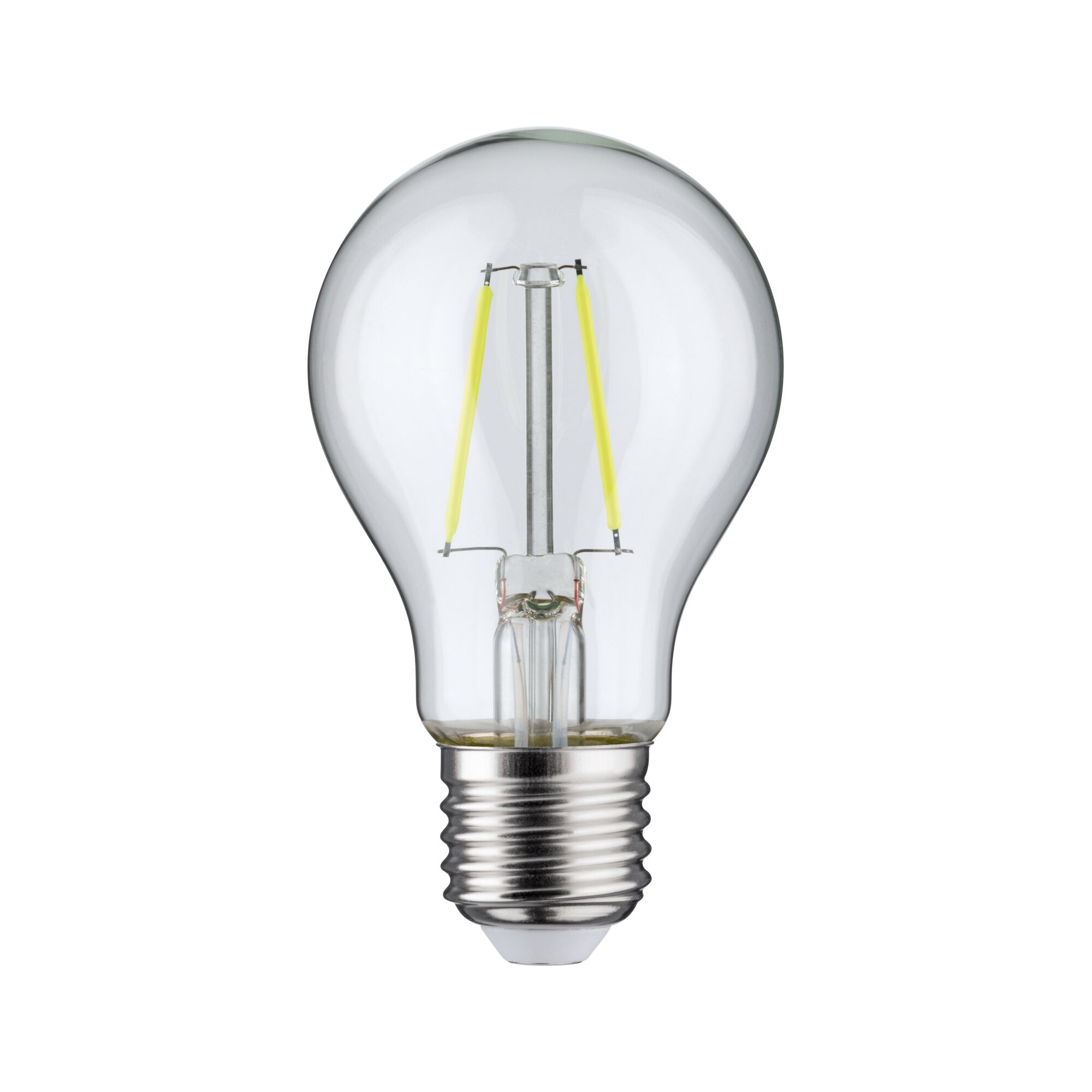 Klassische LED-Glühbirne mit transparentem Glas und E27-Fassung für energiesparende Beleuchtung