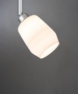 Modern ceiling spotlight with matte white glass and silver metal housing for living room lighting