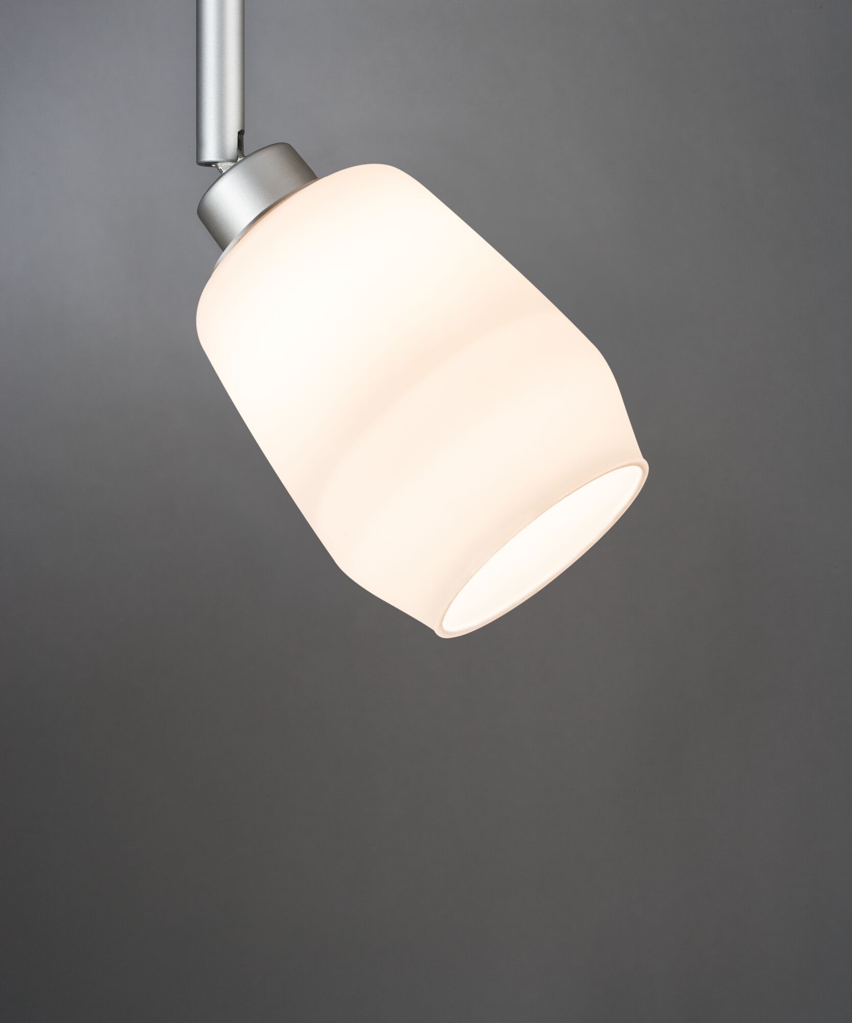 Modern ceiling light with frosted white glass and silver metal holder for indoor lighting