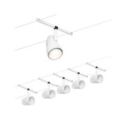 Weißer LED-Seilstrahler aus Metall mit verstellbarem Spot für moderne Raumbeleuchtung