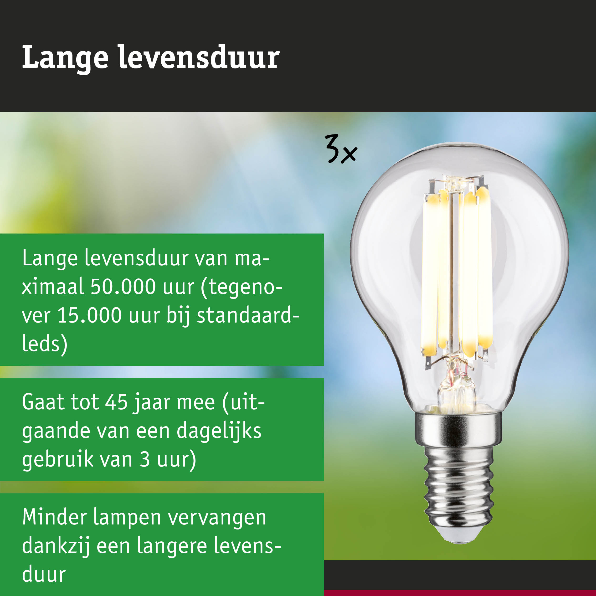 LED-lamp met lange levensduur in hand, duurzame LED-verlichting