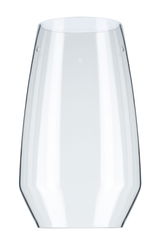 Transparante lampenkap van helder kunststof met modern, licht taps toelopend ontwerp