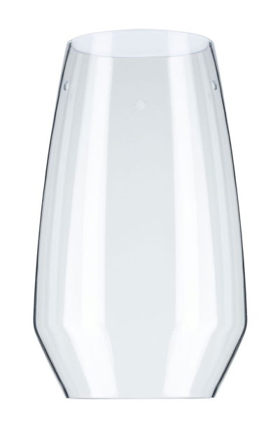 Transparante lampenkap van helder kunststof met modern, licht taps toelopend ontwerp