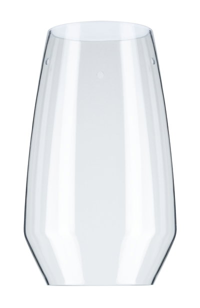 Transparent lampshade made of clear plastic with a modern rounded design