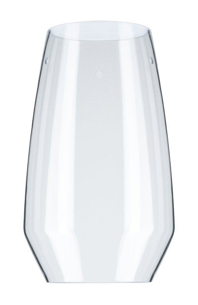 Transparent lampshade made of clear plastic with a modern rounded design