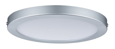 Rundes LED-Deckenpanel aus Aluminium in Silber mit weißem Diffusor für moderne Raumbeleuchtung