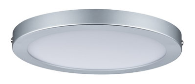 Rundes LED-Deckenpanel aus Aluminium in Silber mit weißem Diffusor für moderne Raumbeleuchtung