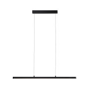 Black metal LED pendant light with slim design for modern living spaces