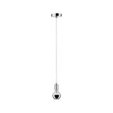 Moderne hanglamp met chromen fitting en transparante kabel voor stijlvolle binnenverlichting
