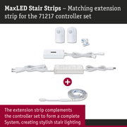 MaxLED stair lighting extension set in white with controller and LED strip for stylish stair illumination