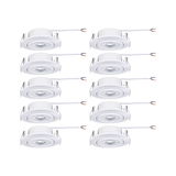 Ten white plastic LED recessed spotlights with cable for modern ceiling lighting