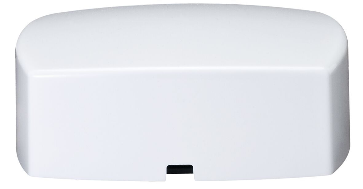 Boîtier en plastique blanc aux bords arrondis pour électronique ou éclairage, forme rectangulaire.