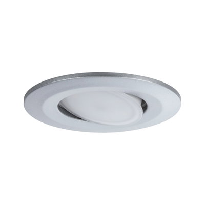 Rund einstellbarer LED-Einbaustrahler in Silber mit weißem Diffusor für moderne Raumbeleuchtung