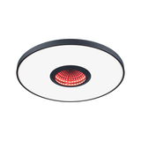 Round LED ceiling light with black frame and red infinity light in center for modern home lighting