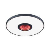 Ronde LED-plafondlamp met zwarte rand en rood oneindigheidseffect in het midden voor moderne verlichting