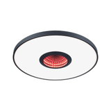 Round LED ceiling light with black frame and red infinity light in center for modern home lighting