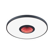 Round LED ceiling light with black frame and red infinity light in center for modern home lighting