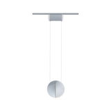 Moderner runder Pendelleuchter aus silbernem Metall mit minimalistischer Optik und LED-Beleuchtung