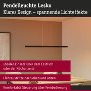 Pendelleuchte Lesko in Schwarz mit klarem Design und Lichtaustritten nach oben und unten für Esszimmer.