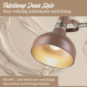 Bruine Juna Style tafellamp met gouden binnenkant voor individuele verlichting