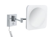 Witte wandspiegel met LED-verlichting en verchroomde metalen zwenkarm voor badkamer en make-up