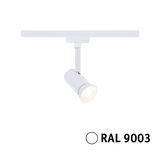 Spot LED blanc en métal avec tête orientable pour système sur rail, éclairage intérieur moderne