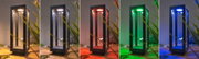 Moderner schwarzer Aluminium-Außensockelleuchte mit RGB-LED und Glas, mehrfarbiges Gartenlicht