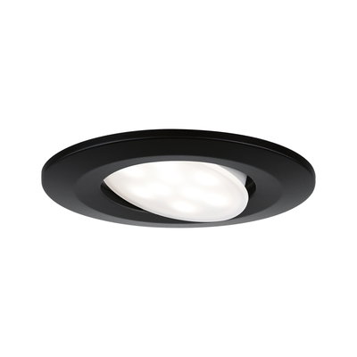 Sort LED-indbygningsspot med hvid plastdiffuser til moderne indendørsbelysning