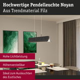 Hochwertige Pendelleuchte Noyan aus grauem Filz, höhenverstellbar, ideal für Esstischbeleuchtung