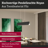 Hochwertige Pendelleuchte Noyan aus grauem Filz, höhenverstellbar, ideal für Esstischbeleuchtung