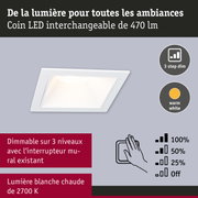 Spot LED encastré blanc dimmable en 3 niveaux avec lumière blanc chaud 2700K